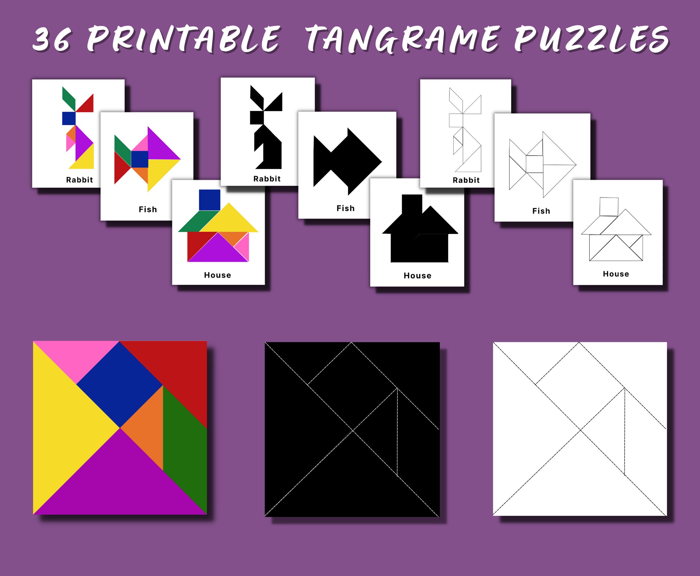 Printable tangramspuzzle activity for preschool kindergarten and montessori kidsnomenclature flash cardslearning materialspuzzle game download now