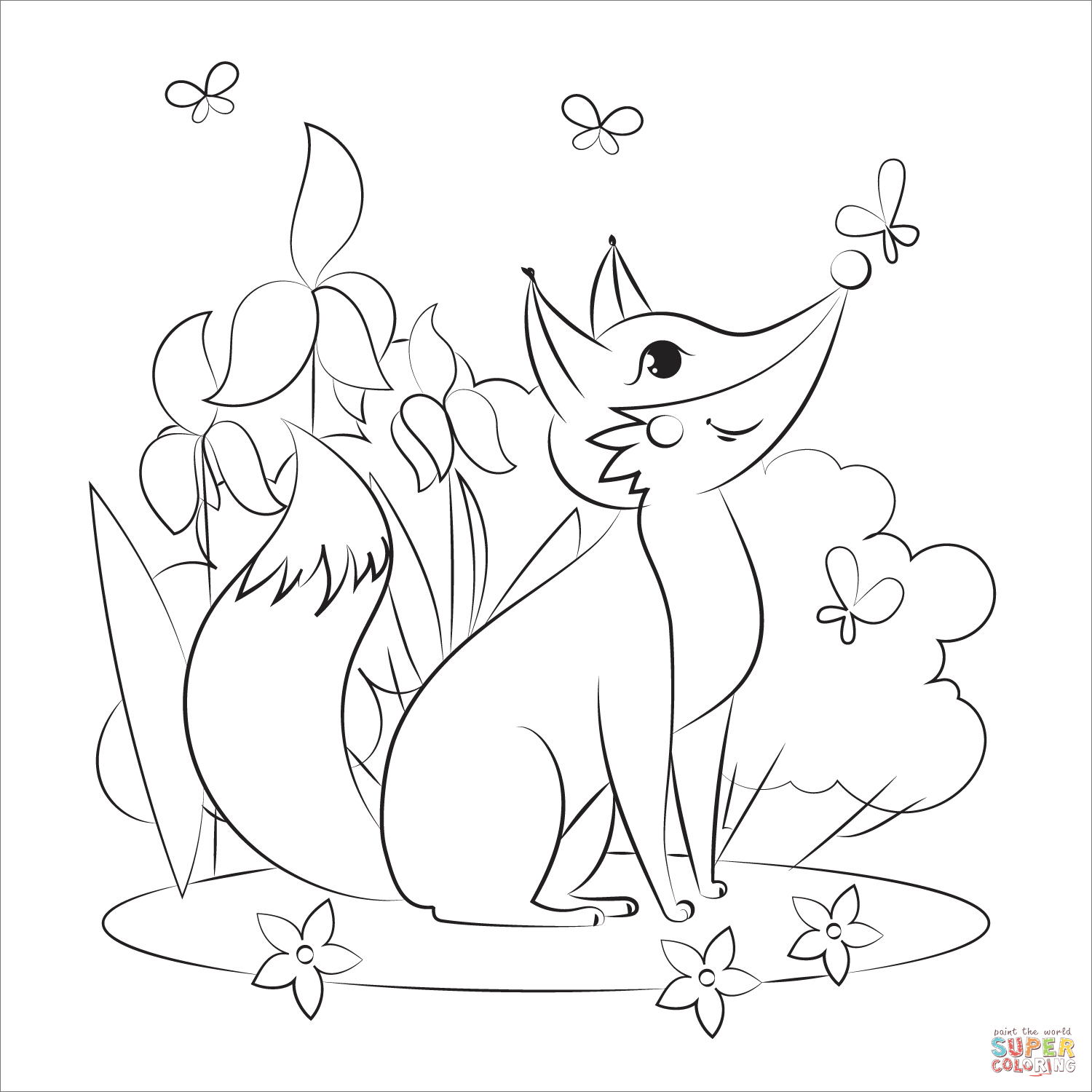 Fox coloring page free printable coloring pages