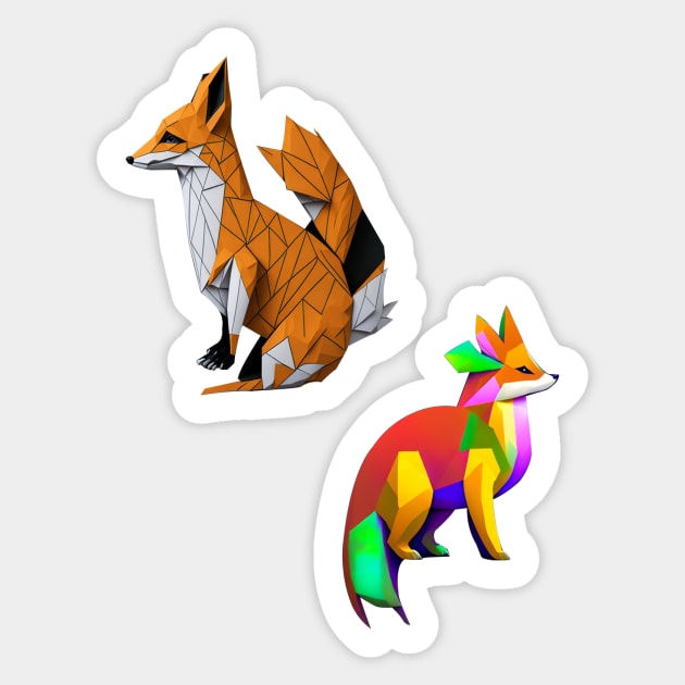 Tangram fox stickers pack