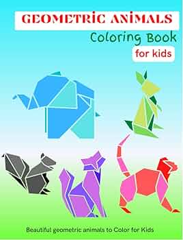 Geometric animal coloring book for kids toddlers and kids coloring book with geometric animals signs features rabbit turtle horse fox owl relaxation and stress relief and creativity black tie