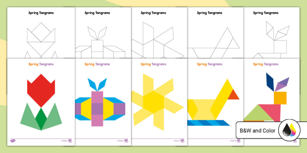 Spring tangrams activity math resources usa