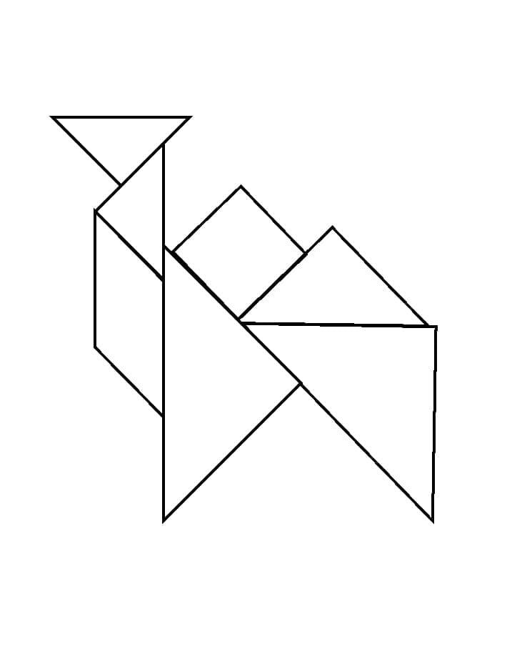 Tangram turtle coloring page