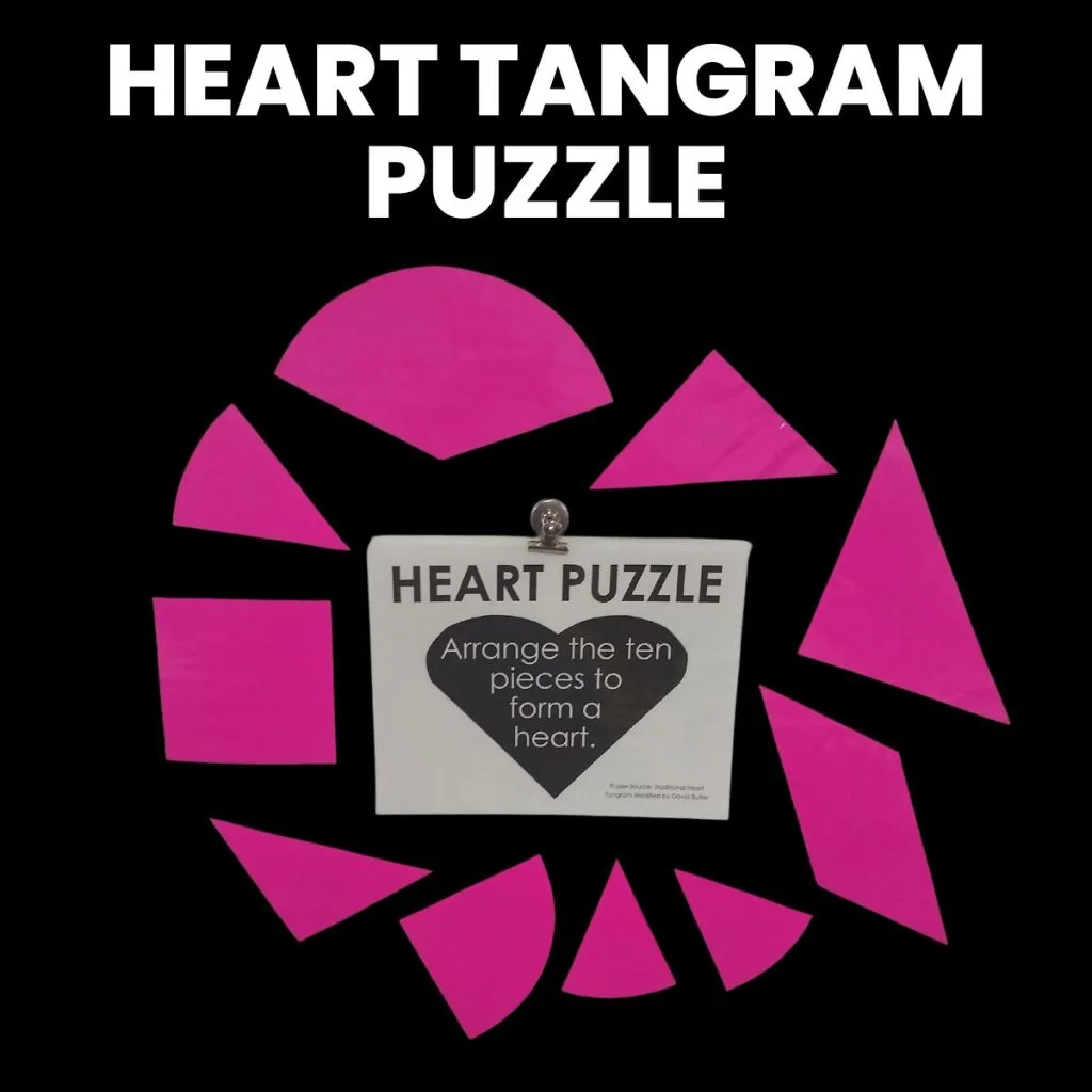 Printable heart tangram puzzle math love