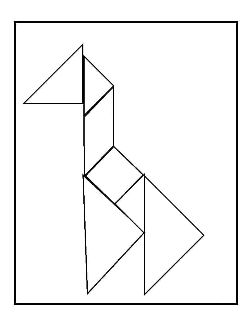 Tangram horse coloring page