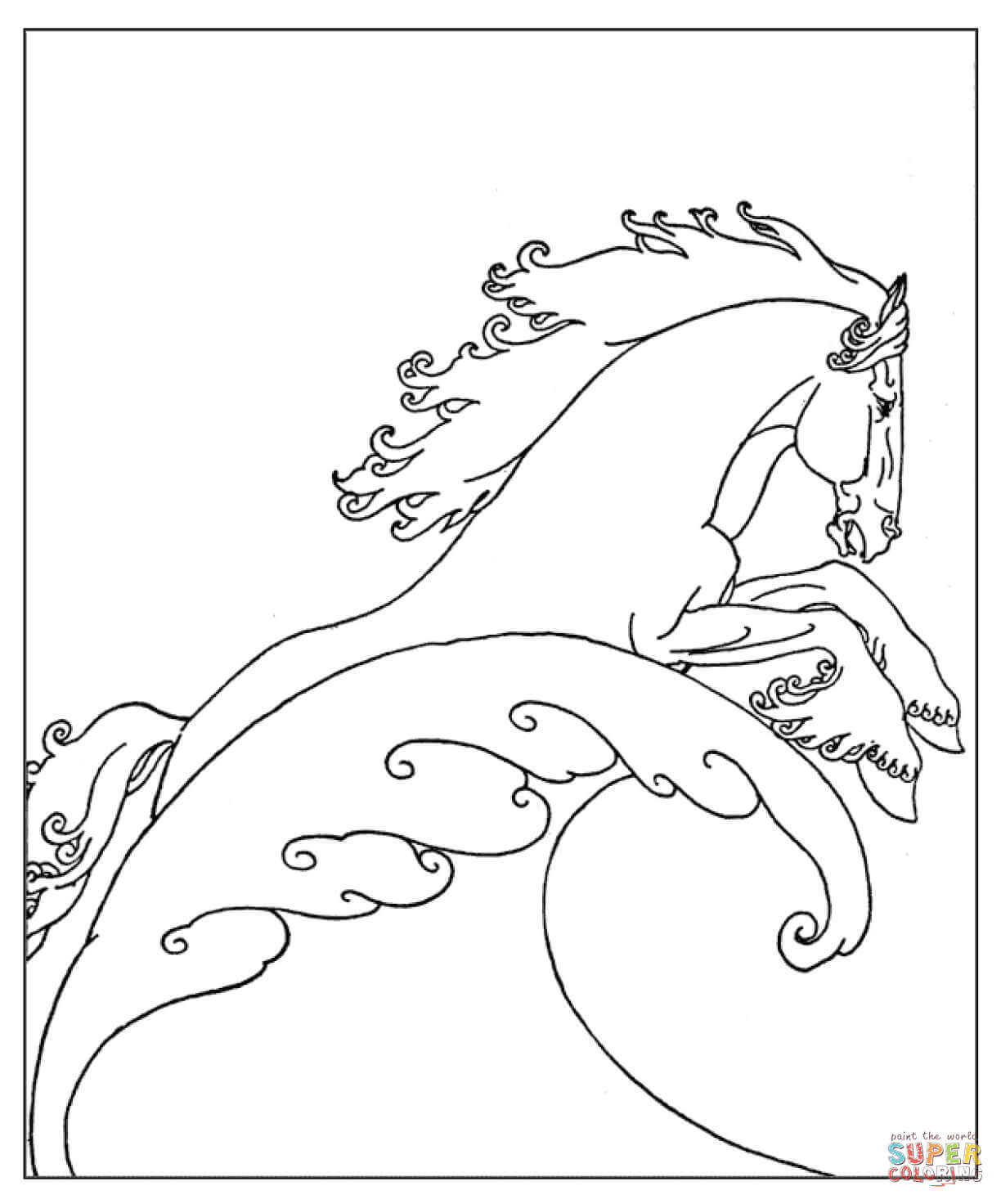 Neptunes sea horse coloring page free printable coloring pages