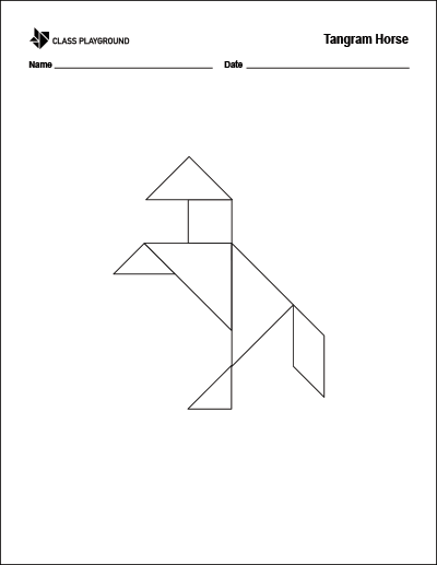 Printable tangram horse