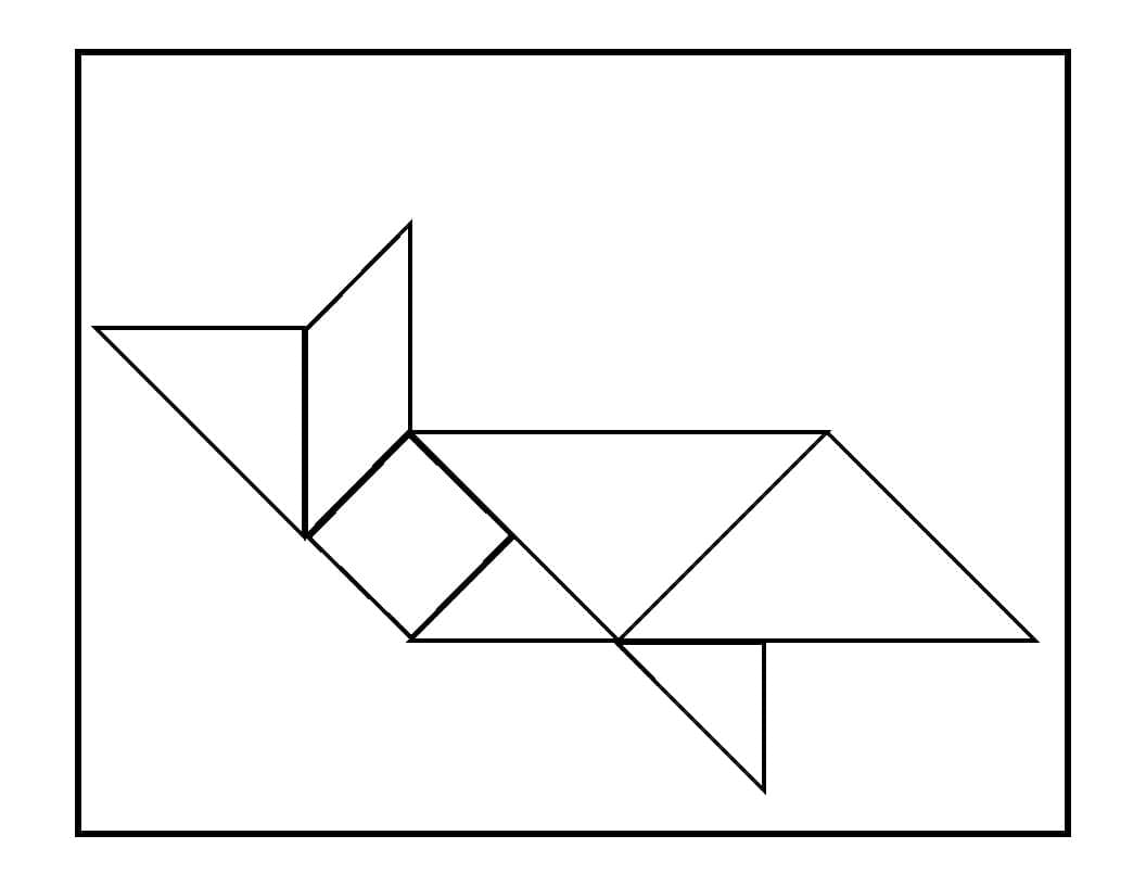 Simple chinese tangram coloring page