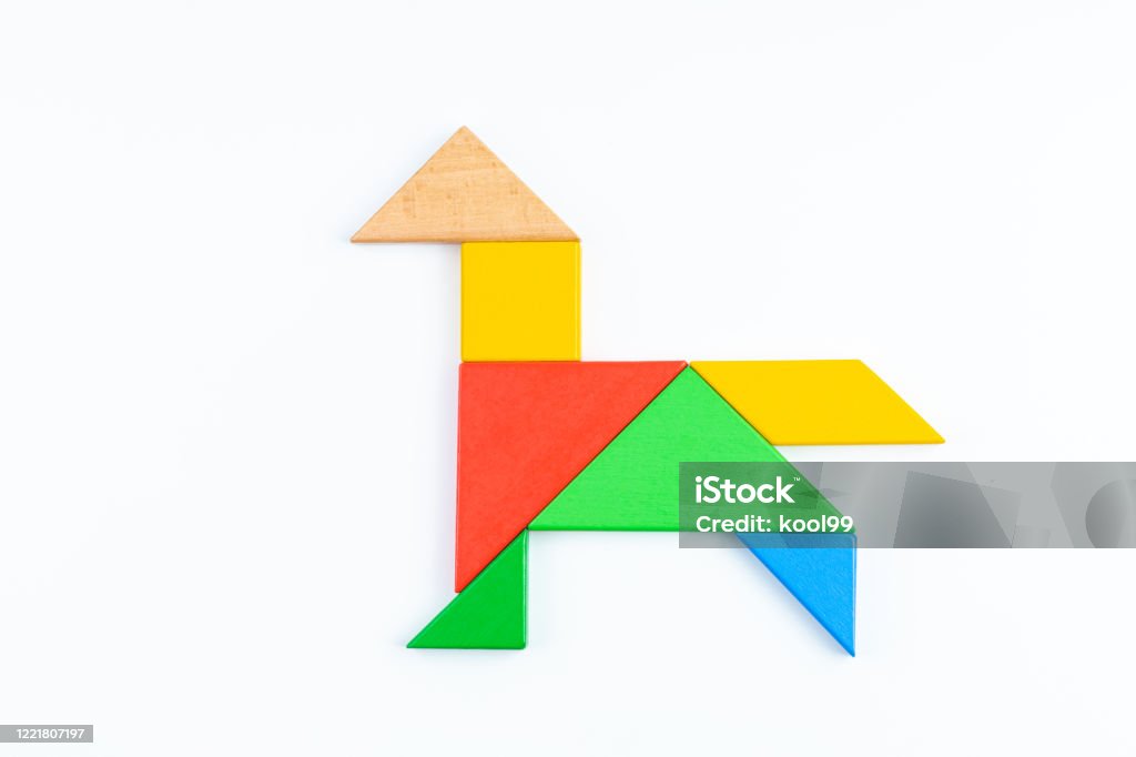 Tangram puzzle horse stock photo