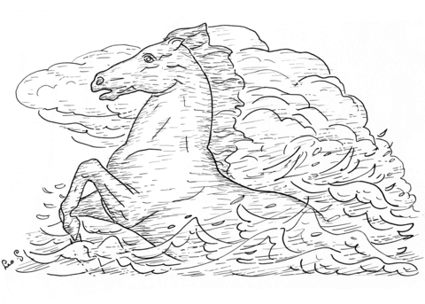 Horse in the sea coloring page free printable coloring pages