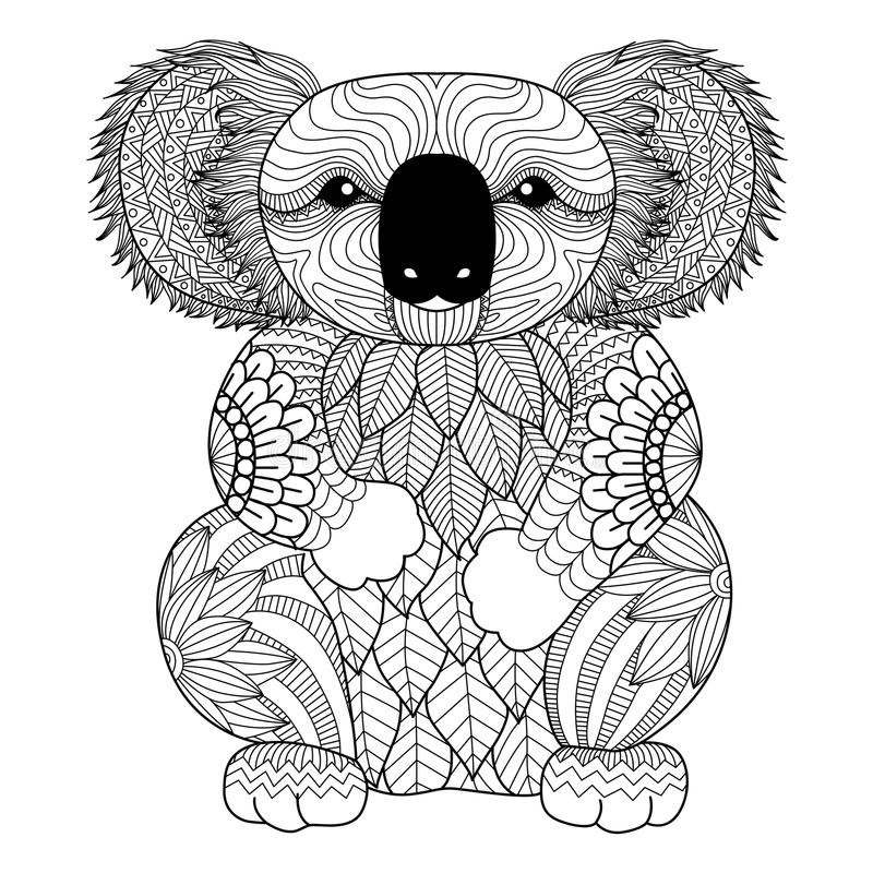 Drawing zentangle koala for coloring page shirt design effect logo tattoo and â mandalas para colorear animales mandala animals mandalas para imprimir gratis