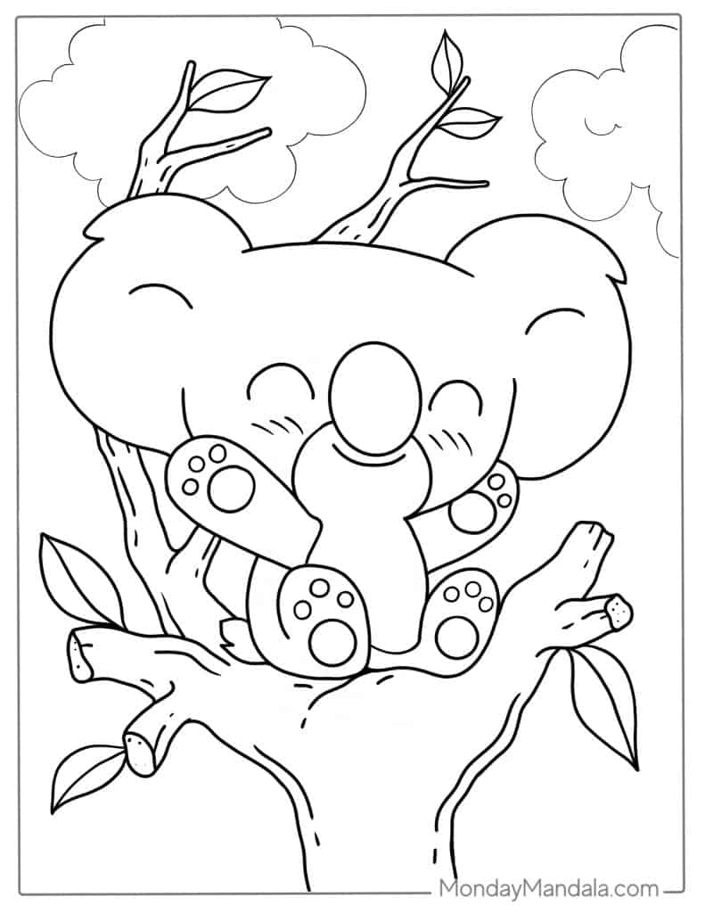 Koala coloring pages free pdf printables