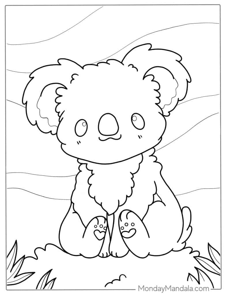 Koala coloring pages free pdf printables