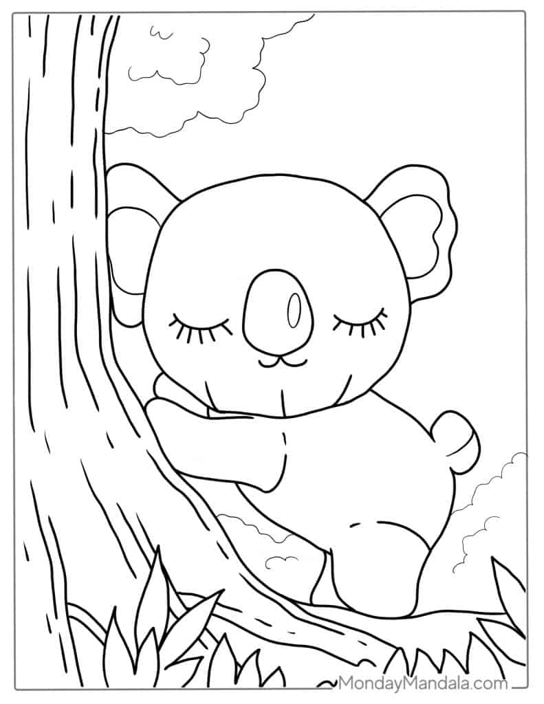 Koala coloring pages free pdf printables