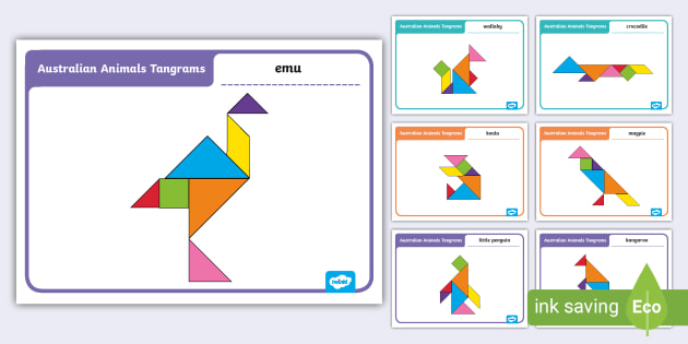 Stralian animals tangram instructions teacher made