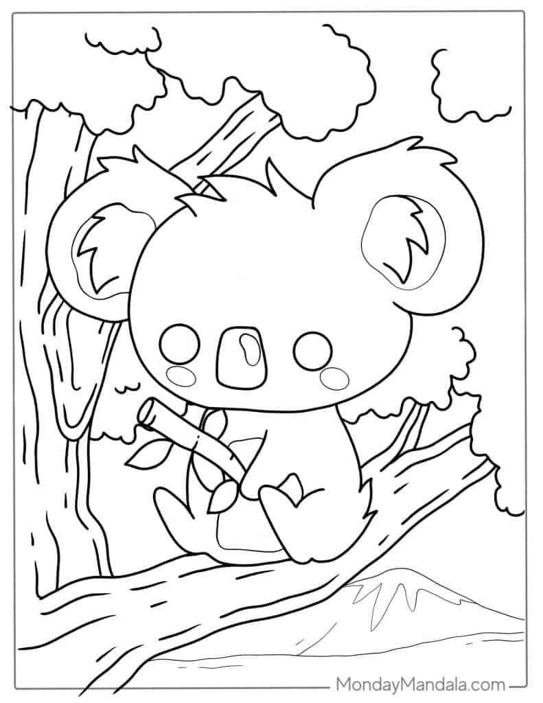 Koala coloring pages free pdf printables