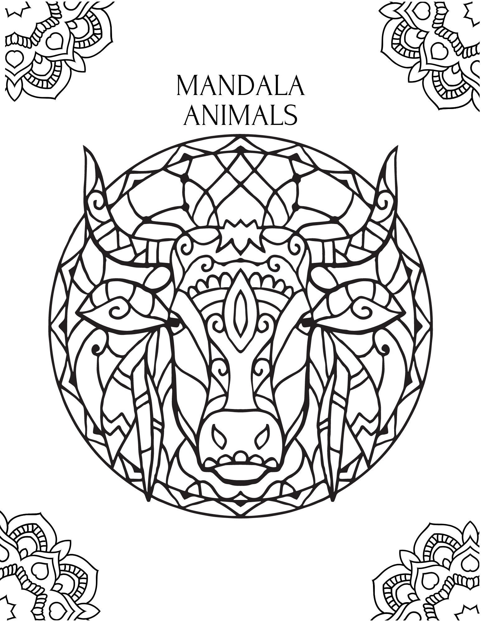 Mandala animal patterns coloring books instant download pdf pages to print and color