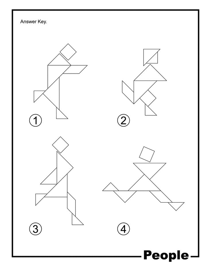 People outline solution tangram card tangram patterns tangram shape coloring pages