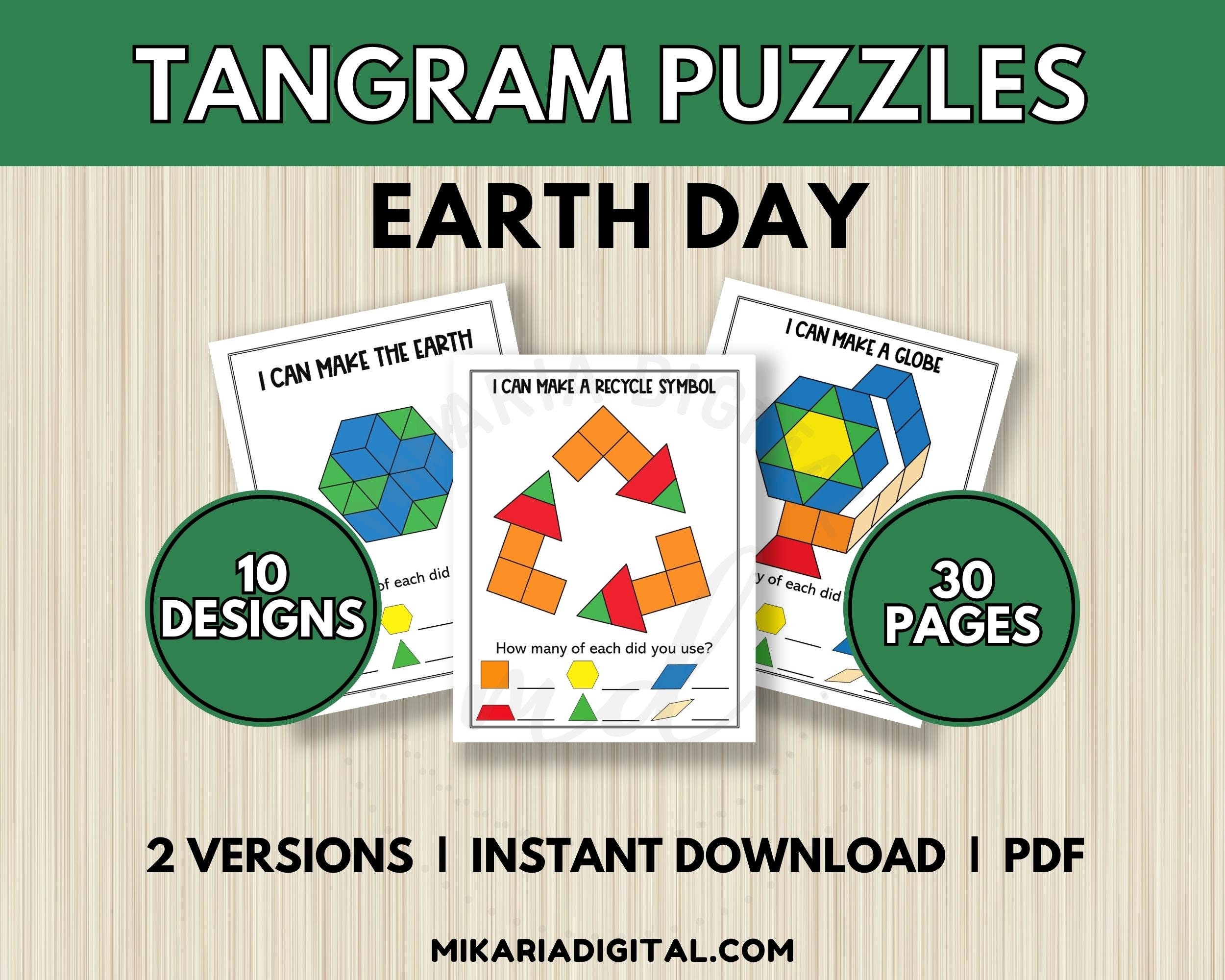 Earth day activities for kids tangram puzzle cards for toddlers toddler learning activity quiet time book shape matching worksheets