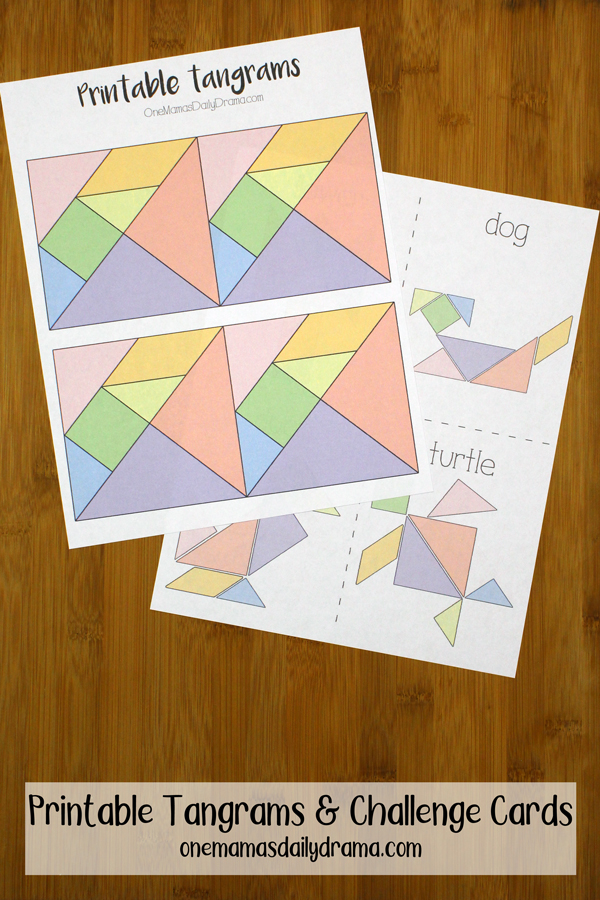 Printable tangrams and challenge cards kids activity