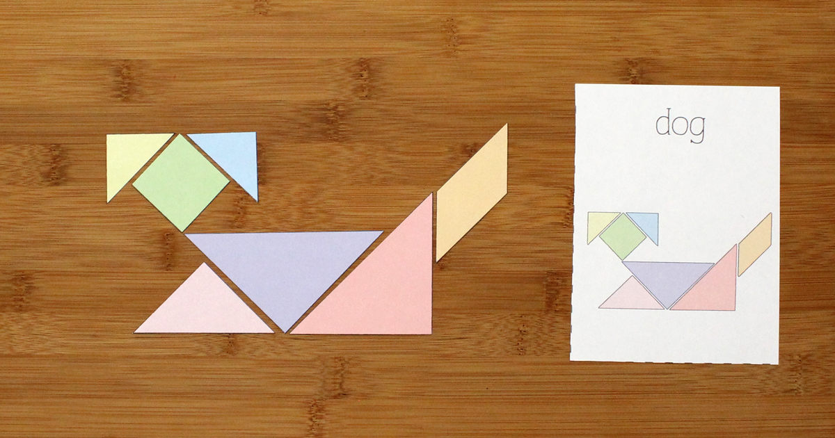 Printable tangrams and challenge cards kids activity