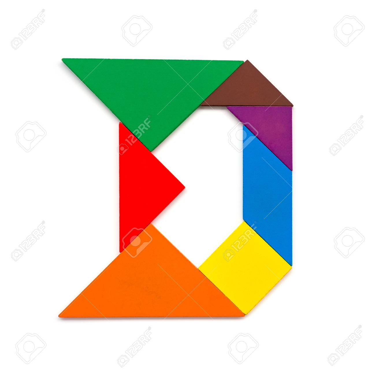 Tangram shaped like a letter d on white background stock photo picture and royalty free image image