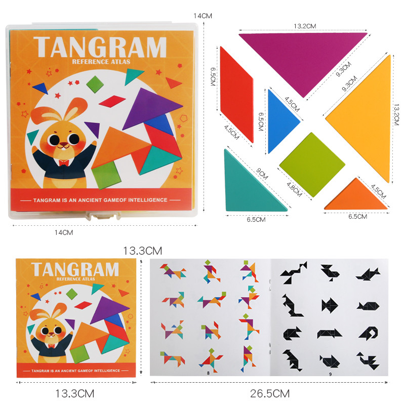 Good quality kid d puzzle jigaw tangram thinking training game baby monteori learning educational wooden toy for children