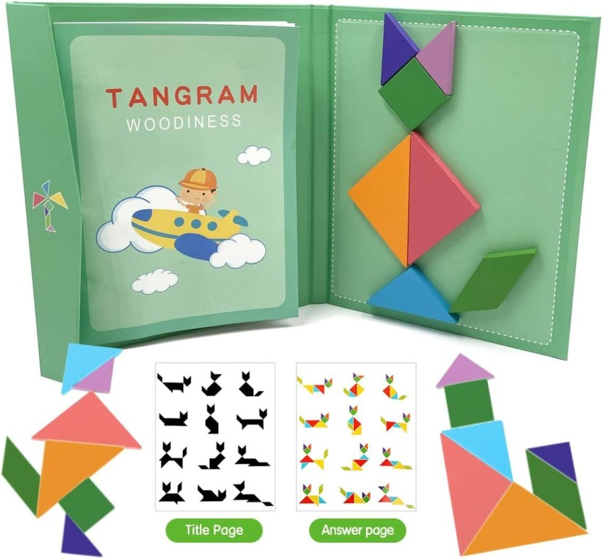 Craveon magnetic wooden tangram jigsaw puzzle book educational tangram for kids price in india