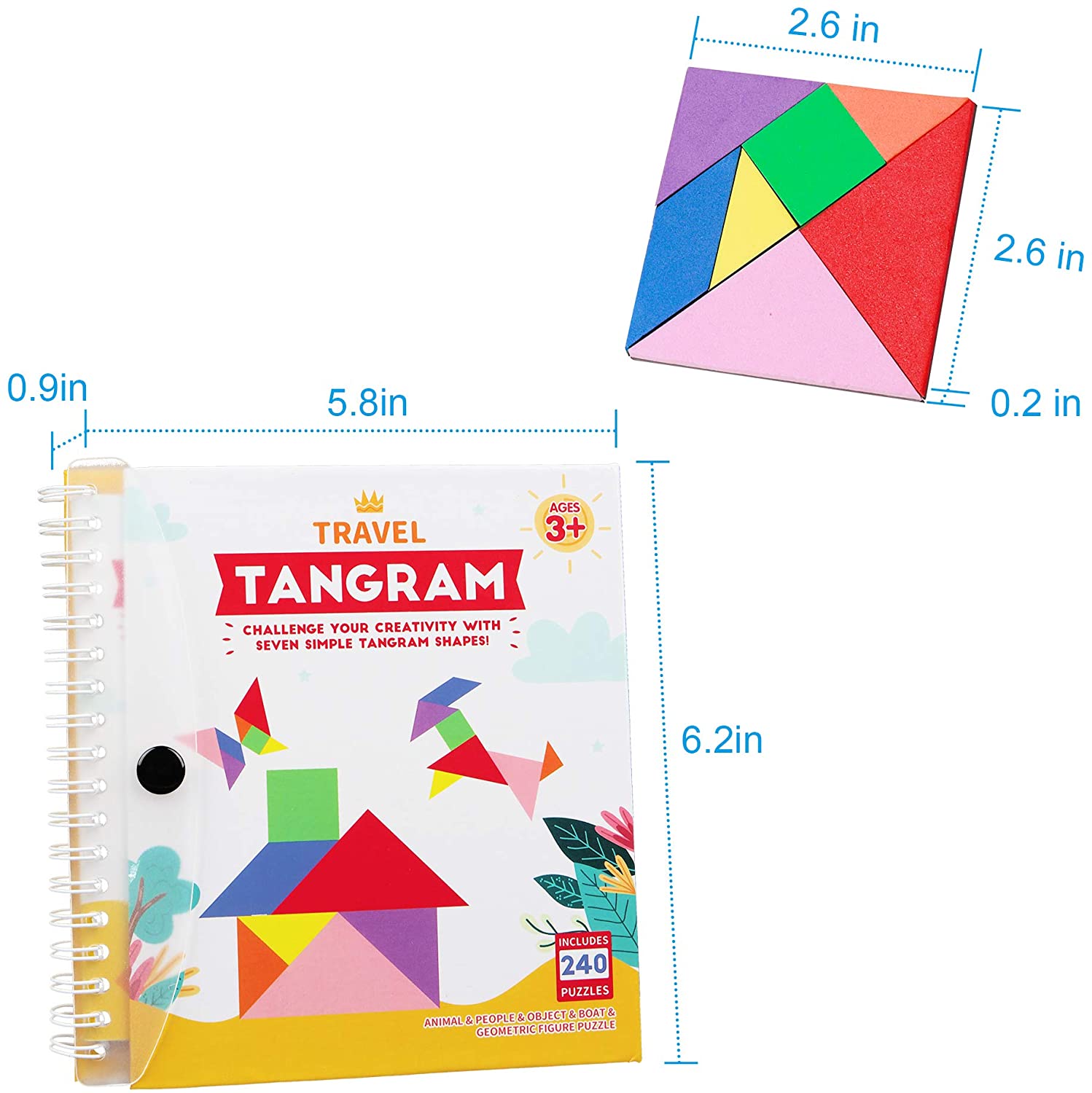 Travel tangram puzzle magnetic tangram with