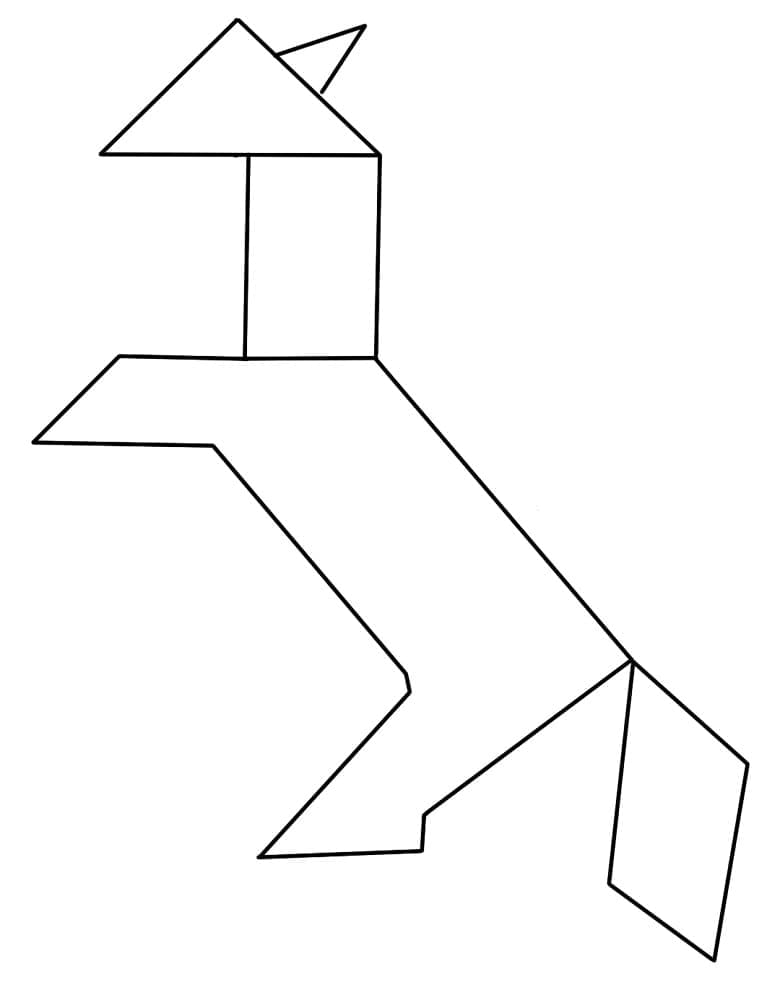 Tangram horse coloring page