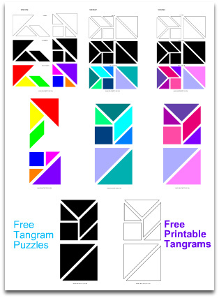 Tangrams activities shapes designs solutions and templates