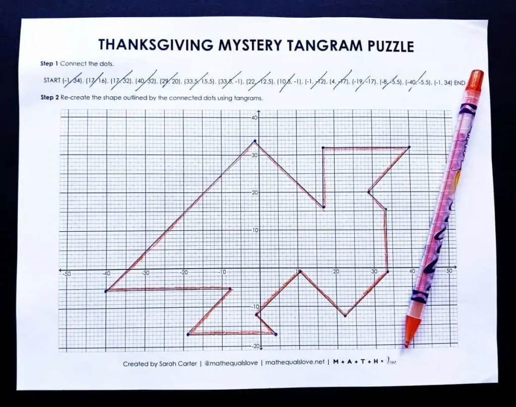 Thanksgiving mystery tangram puzzle math love