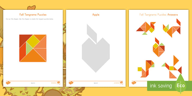 Printable fall tangrams worksheet for kids usa