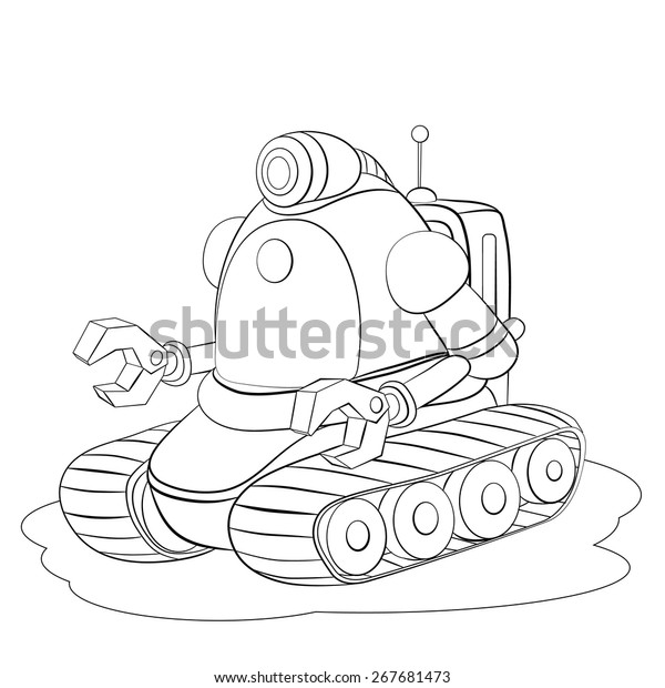 Cartoon robot crawler repair coloring book stock vector royalty free