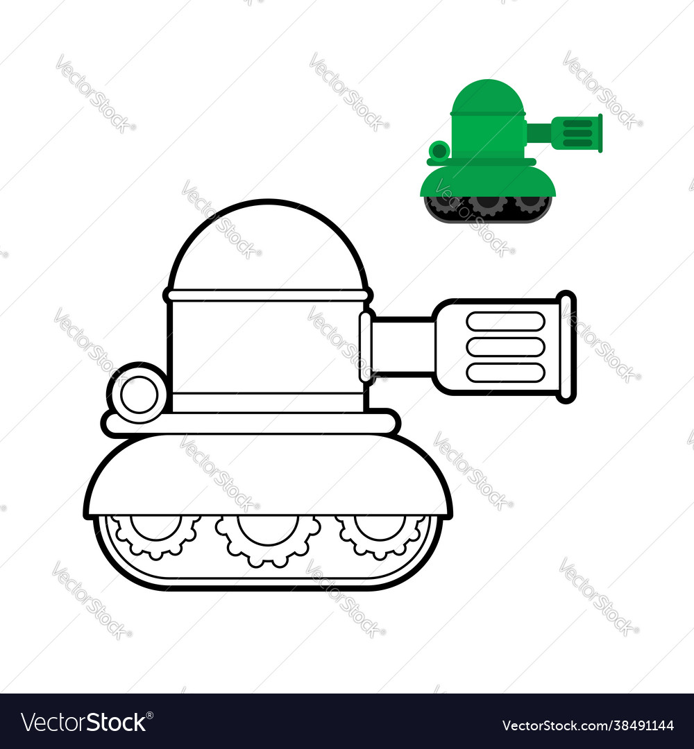 Tank coloring book cartoon war machine toy line vector image