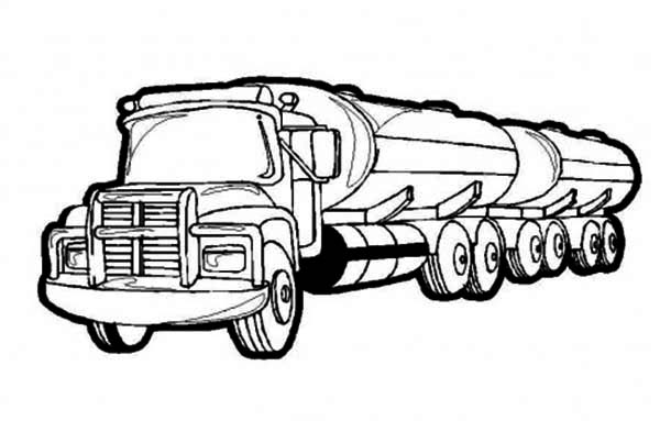 Oil containing semi truck coloring page