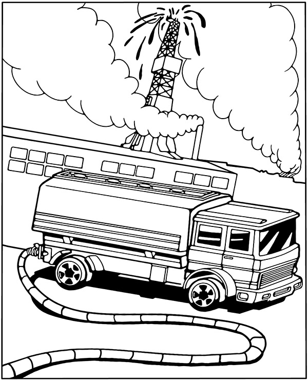 Hot wheels coloring page with tank truck