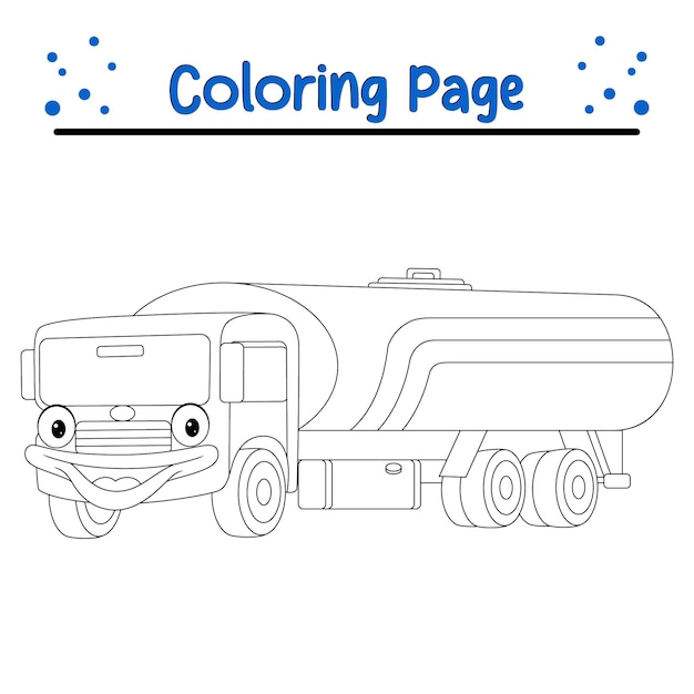 Premium vector smiling tanker truck mascot coloring page