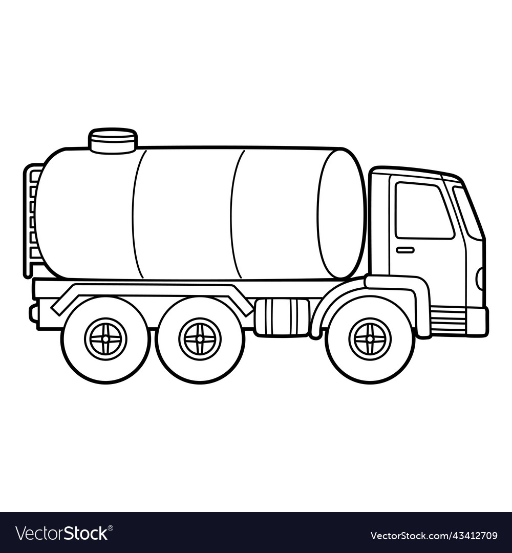 Water truck vehicle coloring page for kids vector image