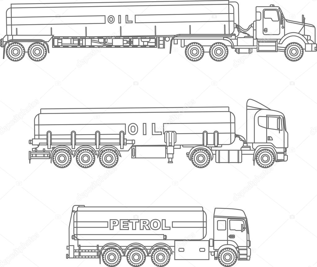Coloring pages set of different gasoline trucks flat linear icons isolated on white background vector illustration stock vector by yustus