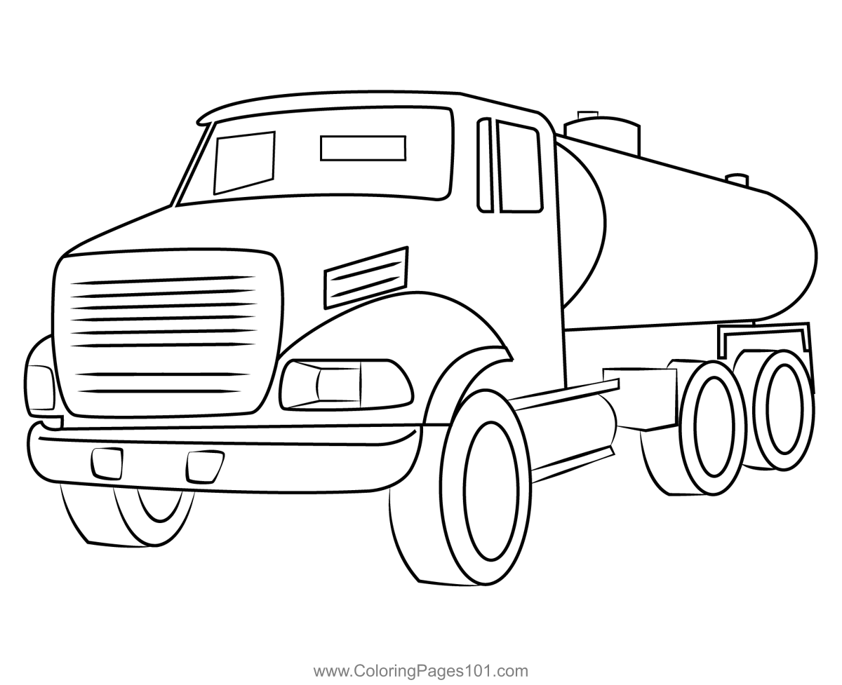 Gasoline tank truck coloring page for kids