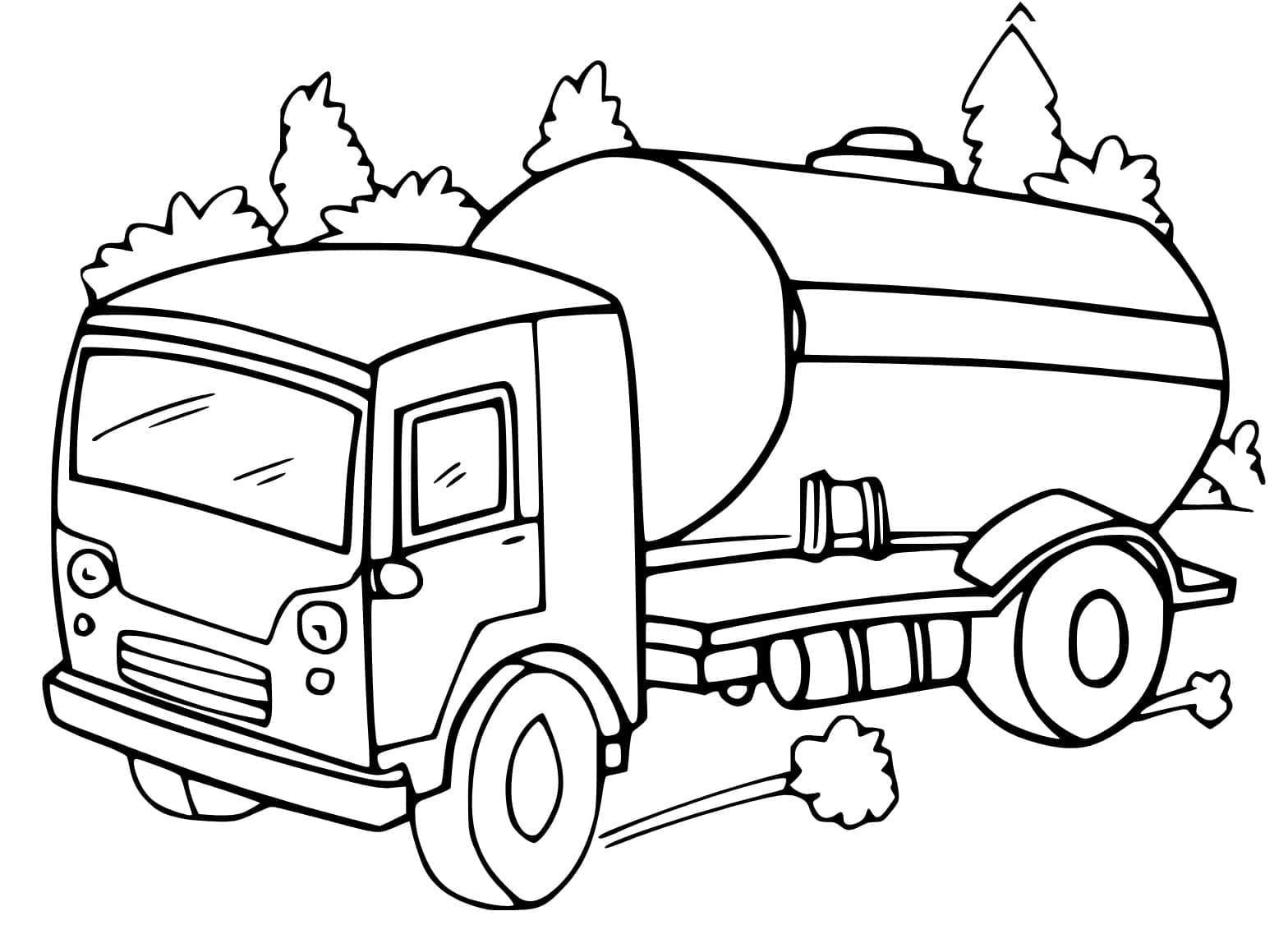 Driving tanker truck coloring page