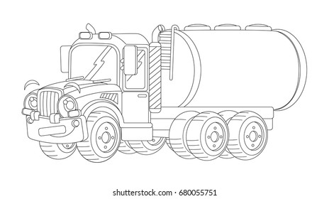 Cartoon happy cargo truck coloring page stock illustration