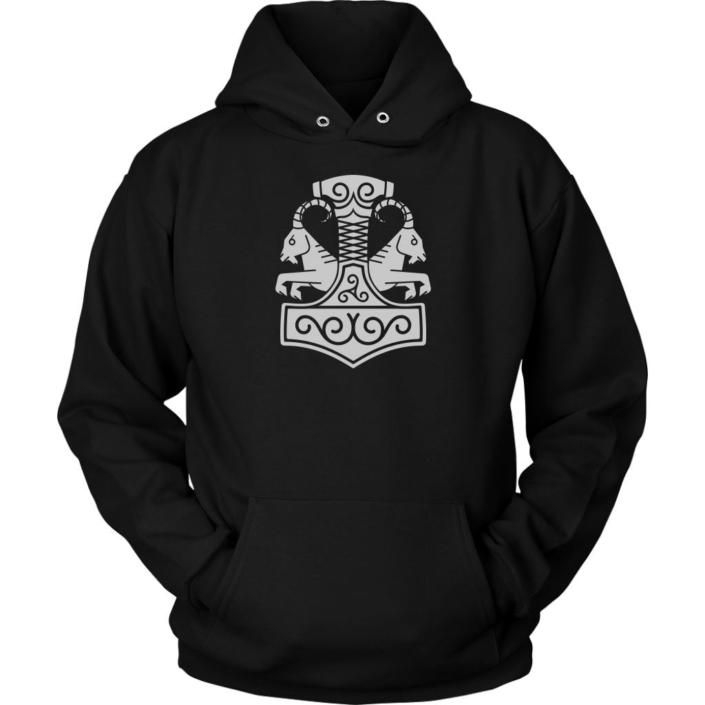 Norse thors hammer mjolnir goats tanngrisnir tanngnjãstr hoodie â blue pagan