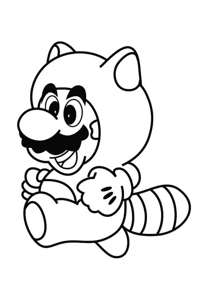 Tanooki team mario coloring page