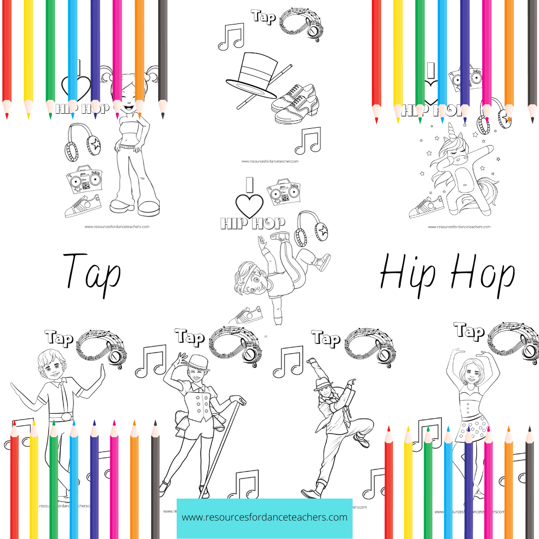 Dance styles coloring sheets