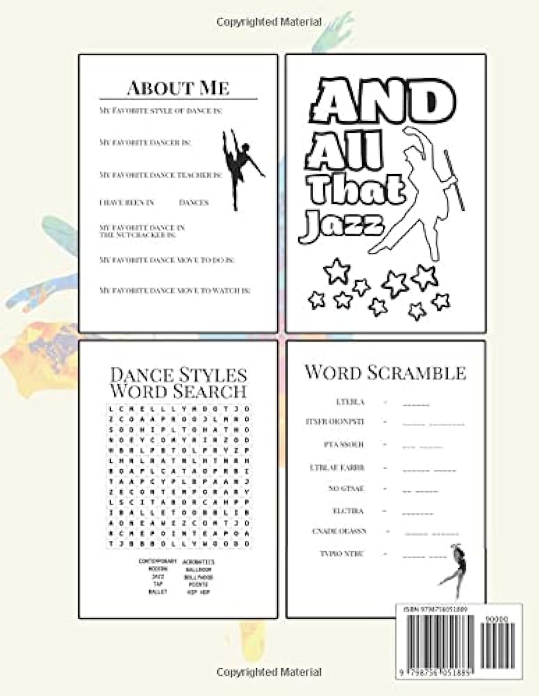 Activity book for dancers activity pages coloring pages word scramble word search for dancers ballet tap jazz and more thierman brittany books