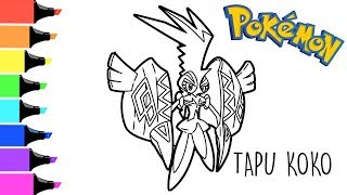 Sun and moon tapu koko pokemon coloring pages i fun colouring videos for kids