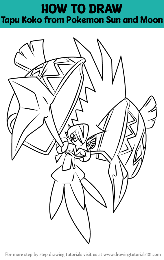 How to draw tapu koko from pokemon sun and moon pokãmon sun and moon step by step