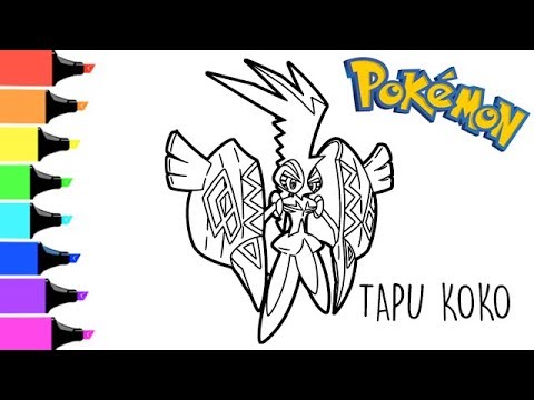 Sun and moon tapu koko pokemon coloring pages i fun colouring videos for kids