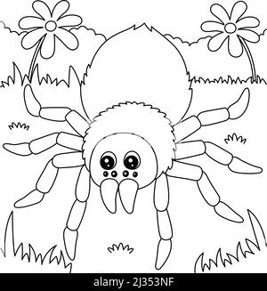 Tarantula animal coloring page for kids stock vector image art